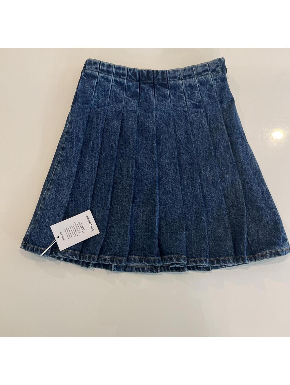 Self Portrait Denim Dark Wash Skirt Blue Size US 2 - Picture 4 of 8